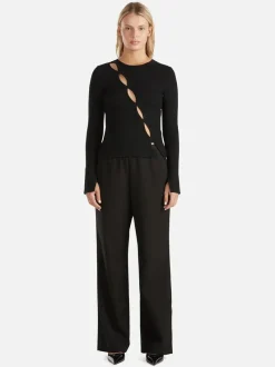 Ena Pelly - LEO SPLIT LONG SLEEVE TOP (BLACK)
