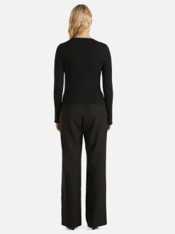 Ena Pelly - LEO SPLIT LONG SLEEVE TOP (BLACK)