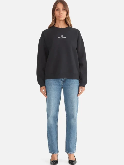 Ena Pelly - LEXI MONOGRAM SWEATER (BLACK)