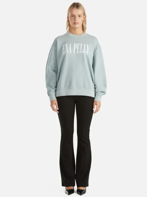 Ena Pelly - LILLY OVERSIZED SWEATER CITY LOGO (SEAFOAM WASH)