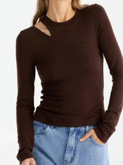 Ena Pelly - MAXI RIB TOP (CHOCOLATE)