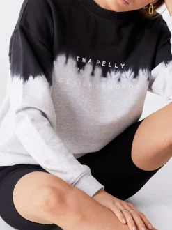 Ena Pelly - Minimal Logo Dip Dye Sweat (White Marle)