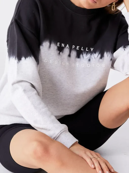 Ena Pelly - Minimal Logo Dip Dye Sweat (White Marle)