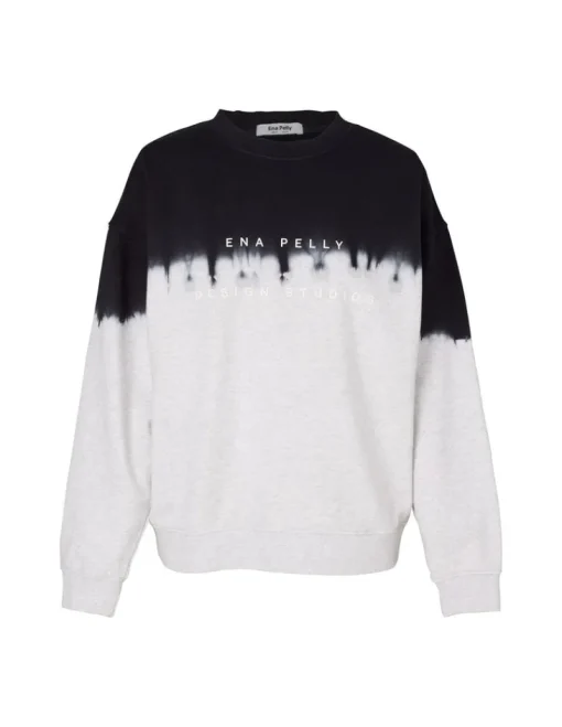 Ena Pelly - Minimal Logo Dip Dye Sweat (White Marle)
