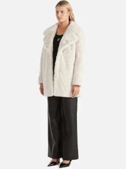 Ena Pelly - MINIMALIST FAUX FUR JACKET (BONE)