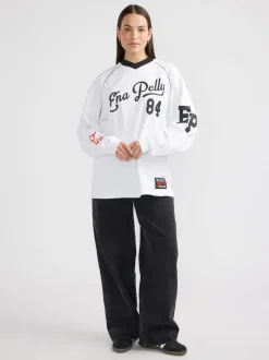 Ena Pelly - SCRIPT JERSEY LONG SLEEVE TEE (WHITE)