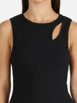Ena Pelly BRONTE CUT OUT RIB DRESS (BLACK)
