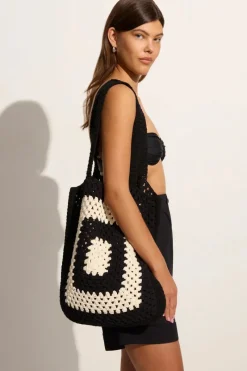 Women Faithfull The Brand - OSTIA CROCHET BAG (BLACK/OFF WHITE)