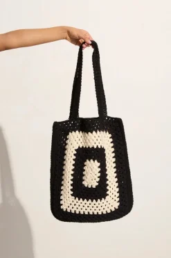 Women Faithfull The Brand - OSTIA CROCHET BAG (BLACK/OFF WHITE)