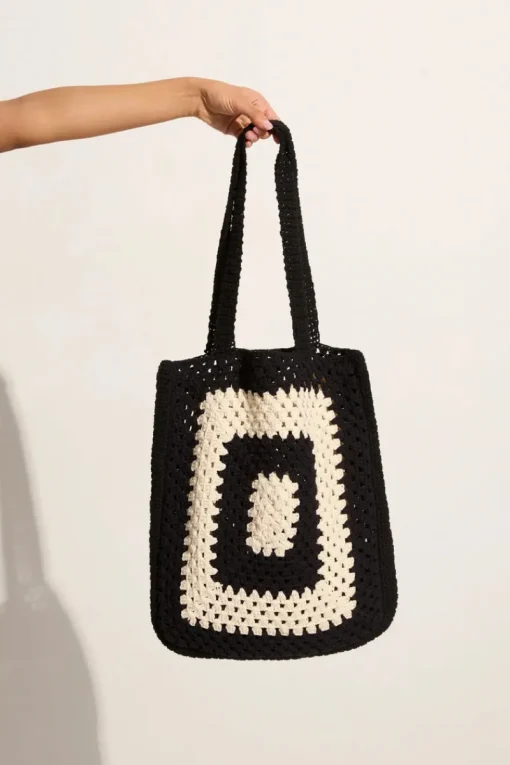 Women Faithfull The Brand - OSTIA CROCHET BAG (BLACK/OFF WHITE)