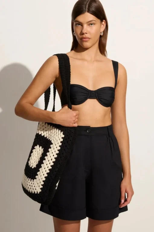 Women Faithfull The Brand - OSTIA CROCHET BAG (BLACK/OFF WHITE)
