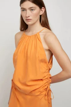 Friend of Audrey - ANDREE CUPRO RUCHED TOP (TANGERINE)