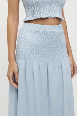 Women Friend of Audrey - Eze Shirred Linen Midi Skirt (Sky)