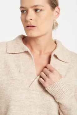Friend of Audrey - Greta Polo Knit Top (Oatmeal)