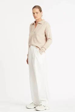 Friend of Audrey - Greta Polo Knit Top (Oatmeal)