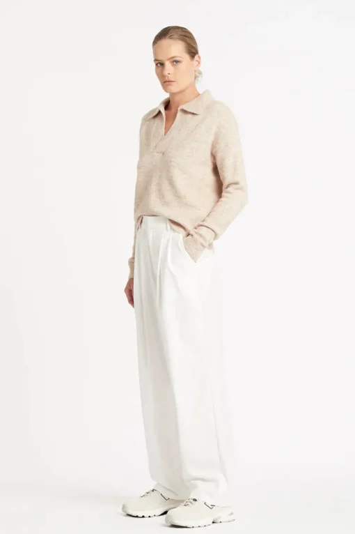 Friend of Audrey - Greta Polo Knit Top (Oatmeal)