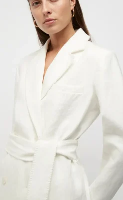 Friend of Audrey - HAYWORTH BLANKET STITCH LINEN BLAZER (WHITE)