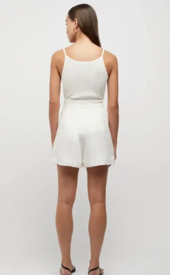 Friend of Audrey - HAYWORTH BLANKET STITCH LINEN SHORTS (WHITE)