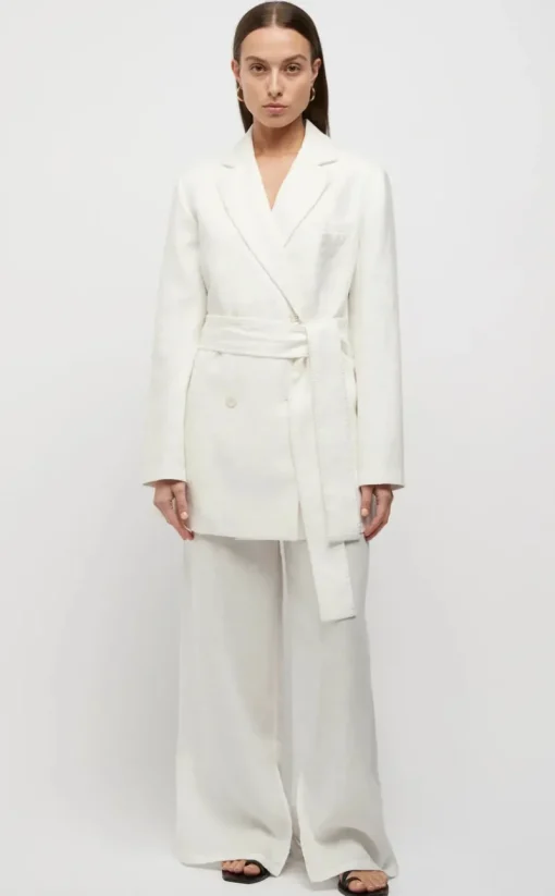 Friend of Audrey - HAYWORTH BLANKET STITCH LINEN BLAZER (WHITE)