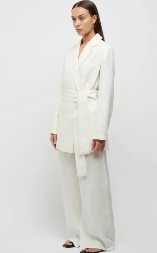 Friend of Audrey - HAYWORTH BLANKET STITCH LINEN BLAZER (WHITE)