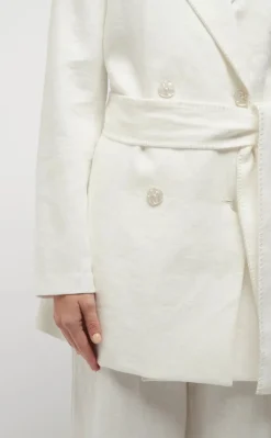Friend of Audrey - HAYWORTH BLANKET STITCH LINEN BLAZER (WHITE)
