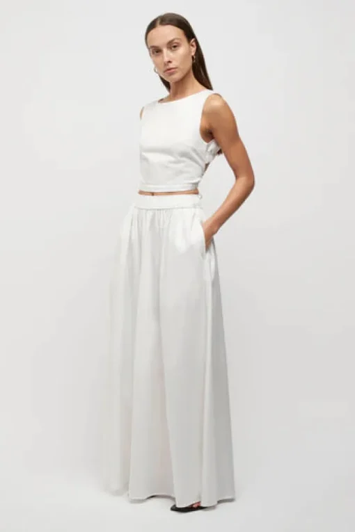 Friend of Audrey - MICHELE TIE BACK CROP TOP (WHITE)