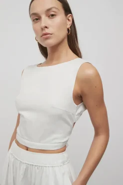 Friend of Audrey - MICHELE TIE BACK CROP TOP (WHITE)