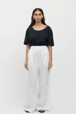 Friend of Audrey - Sète Linen Elastic Waist Pant (White)