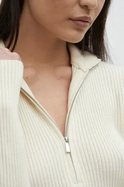 Friend of Audrey - Wallis 100% Merino Wool Zip Knit (Oatmarle)