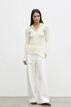 Friend of Audrey - Wallis 100% Merino Wool Zip Knit (Oatmarle)