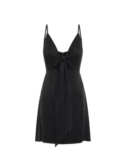 Kivari - BIANCA TIE FRONT MINI DRESS (BLACK)