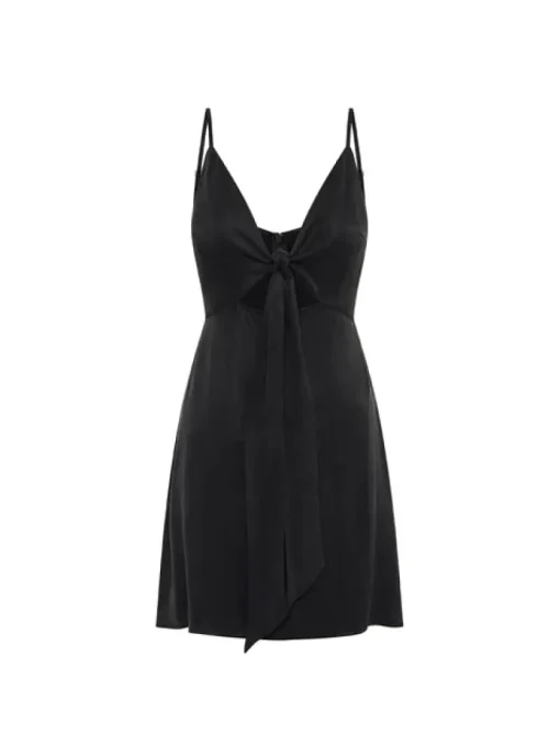 Kivari - BIANCA TIE FRONT MINI DRESS (BLACK)