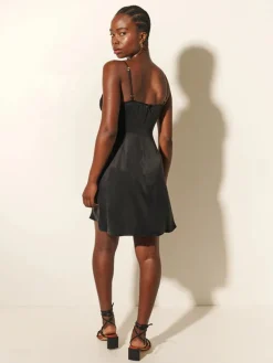 Kivari - BIANCA TIE FRONT MINI DRESS (BLACK)