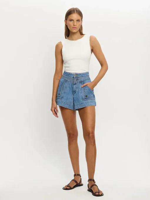 Kivari - CELENE DENIM SHORTS (STONEWASH BLUE)