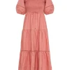 Kivari - Harlow Shirred Midi Dress (Blush) FINAL SALE