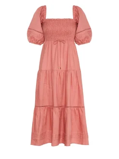 Kivari - Harlow Shirred Midi Dress (Blush) FINAL SALE