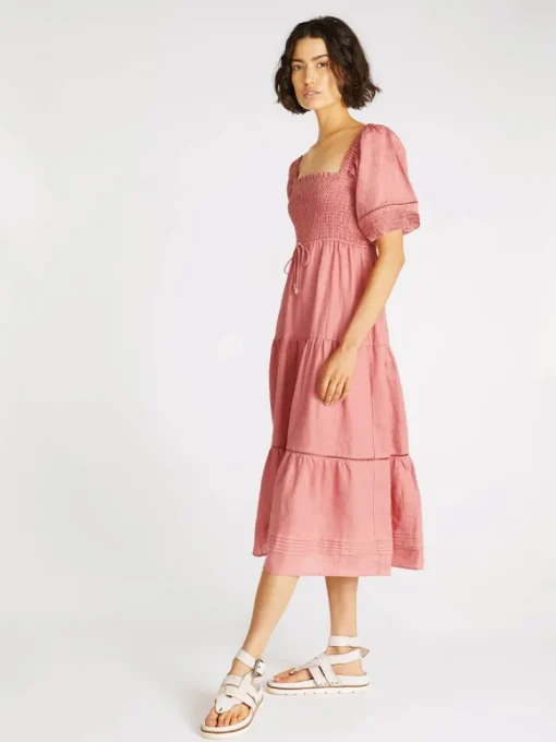 Kivari - Harlow Shirred Midi Dress (Blush) FINAL SALE