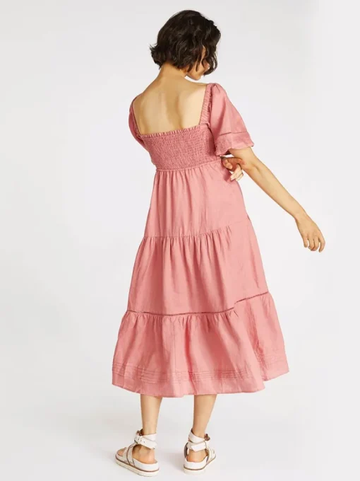 Kivari - Harlow Shirred Midi Dress (Blush) FINAL SALE
