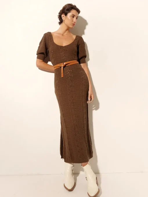 Kivari - HELENA KNIT MIDI DRESS (COCOA)