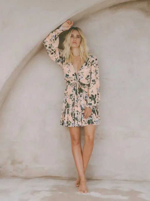 Kivari - Jemima Tie Front Mini Dress - Pink