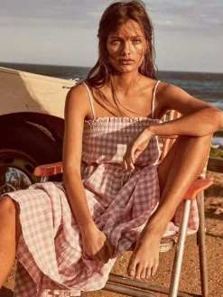 Kivari - Stevie Tiered Midi Dress (Check)