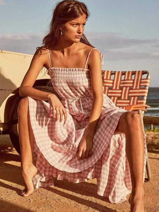 Kivari - Stevie Tiered Midi Dress (Check)