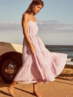 Kivari - Stevie Tiered Midi Dress (Check)