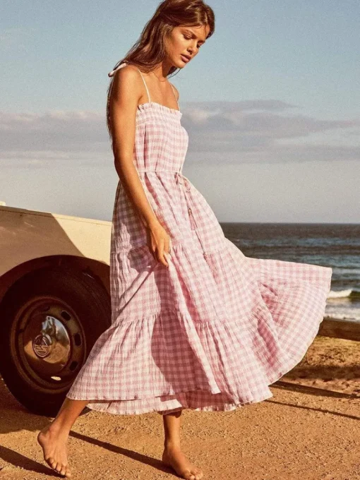 Kivari - Stevie Tiered Midi Dress (Check)