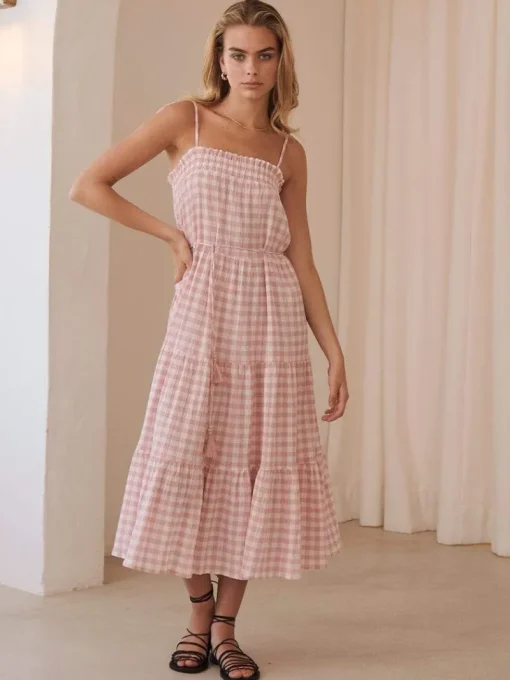 Kivari - Stevie Tiered Midi Dress (Check)