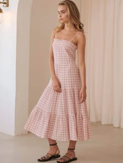 Kivari - Stevie Tiered Midi Dress (Check)