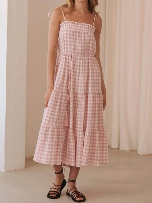 Kivari - Stevie Tiered Midi Dress (Check)