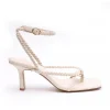 Women La Tribe - Braided Strap Heel (Cream)