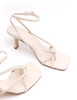 Women La Tribe - Braided Strap Heel (Cream)