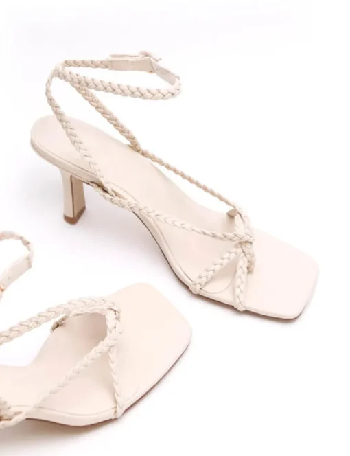 Women La Tribe - Braided Strap Heel (Cream)